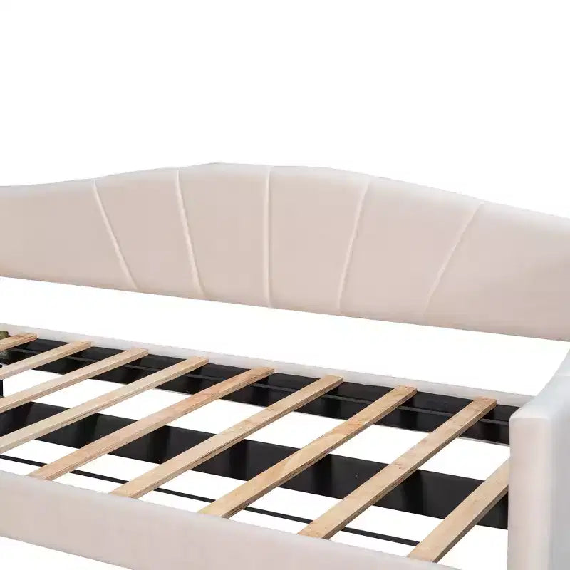 Lit de repos capitonné pour lit jumeau avec lit gigogne, canapé-lit en velours avec tête de lit et accoudoirs pour salon