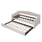Lit de repos capitonné pour lit jumeau avec lit gigogne, canapé-lit en velours avec tête de lit et accoudoirs pour salon