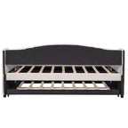 Lit de repos capitonné pour lit jumeau avec lit gigogne, canapé-lit en velours avec tête de lit et accoudoirs pour salon