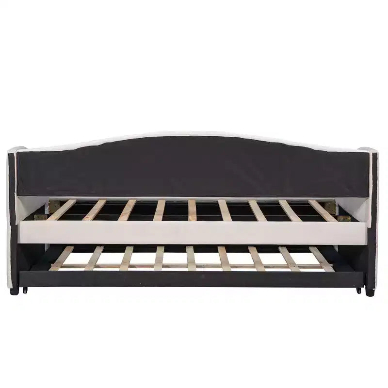 Lit de repos capitonné pour lit jumeau avec lit gigogne, canapé-lit en velours avec tête de lit et accoudoirs pour salon