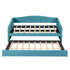 Lit de repos capitonné pour lit jumeau avec lit gigogne, canapé-lit en velours avec tête de lit et accoudoirs pour salon