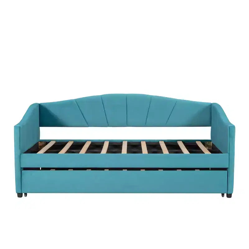 Lit de repos capitonné pour lit jumeau avec lit gigogne, canapé-lit en velours avec tête de lit et accoudoirs pour salon