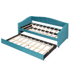 Lit de repos capitonné pour lit jumeau avec lit gigogne, canapé-lit en velours avec tête de lit et accoudoirs pour salon