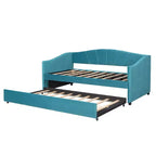 Lit de repos capitonné pour lit jumeau avec lit gigogne, canapé-lit en velours avec tête de lit et accoudoirs pour salon