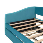 Lit de repos capitonné pour lit jumeau avec lit gigogne, canapé-lit en velours avec tête de lit et accoudoirs pour salon