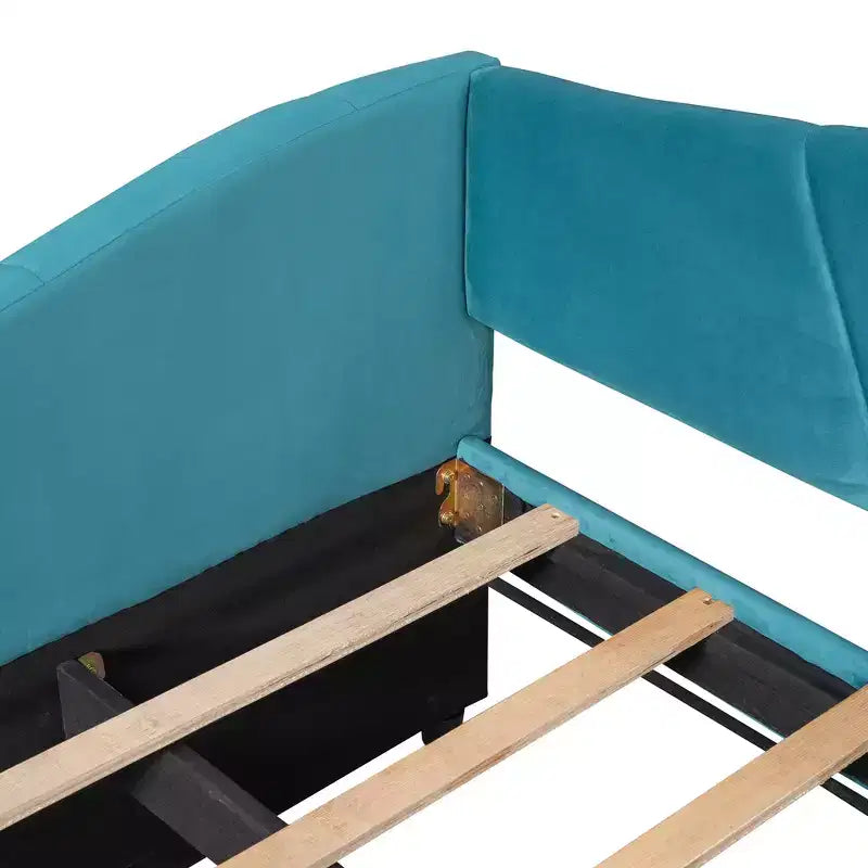 Lit de repos capitonné pour lit jumeau avec lit gigogne, canapé-lit en velours avec tête de lit et accoudoirs pour salon