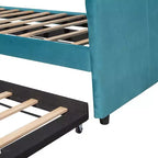 Lit de repos capitonné pour lit jumeau avec lit gigogne, canapé-lit en velours avec tête de lit et accoudoirs pour salon