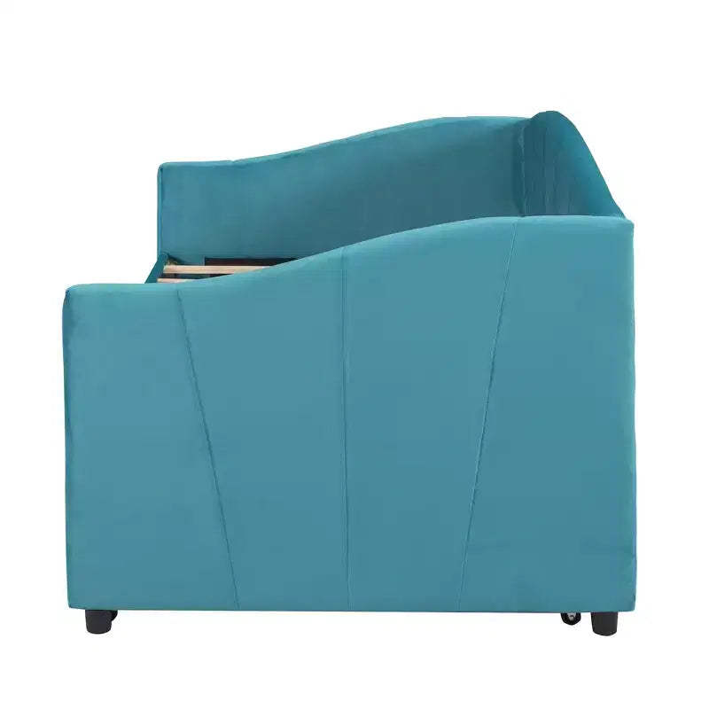 Lit de repos capitonné pour lit jumeau avec lit gigogne, canapé-lit en velours avec tête de lit et accoudoirs pour salon