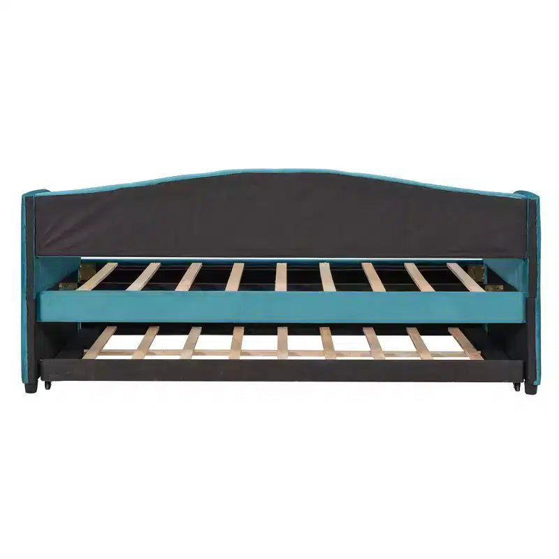 Lit de repos capitonné pour lit jumeau avec lit gigogne, canapé-lit en velours avec tête de lit et accoudoirs pour salon