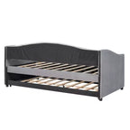 Lit de repos capitonné pour lit jumeau avec lit gigogne, canapé-lit en velours avec tête de lit et accoudoirs pour salon