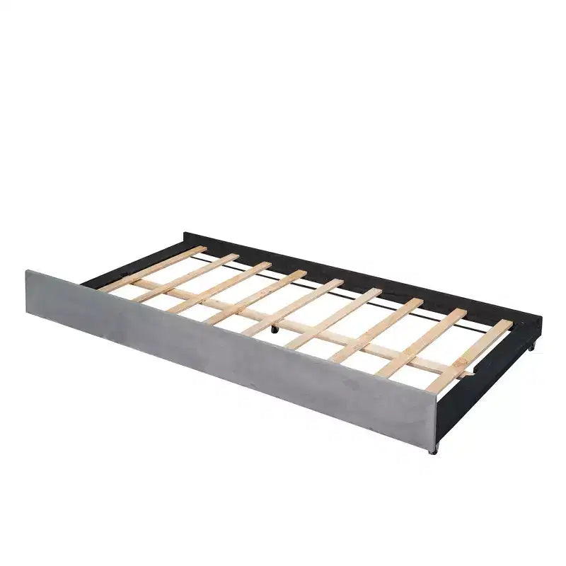 Lit de repos capitonné pour lit jumeau avec lit gigogne, canapé-lit en velours avec tête de lit et accoudoirs pour salon