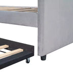 Lit de repos capitonné pour lit jumeau avec lit gigogne, canapé-lit en velours avec tête de lit et accoudoirs pour salon