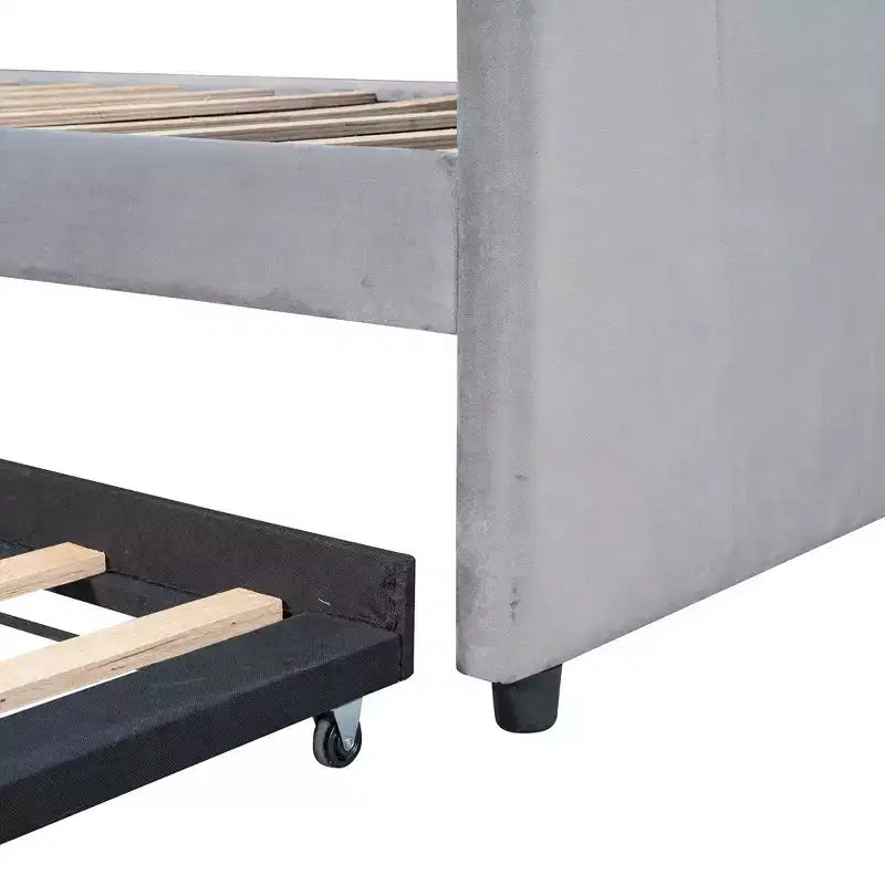 Lit de repos capitonné pour lit jumeau avec lit gigogne, canapé-lit en velours avec tête de lit et accoudoirs pour salon