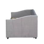 Lit de repos capitonné pour lit jumeau avec lit gigogne, canapé-lit en velours avec tête de lit et accoudoirs pour salon