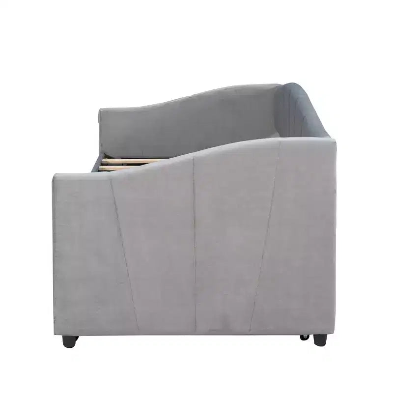 Lit de repos capitonné pour lit jumeau avec lit gigogne, canapé-lit en velours avec tête de lit et accoudoirs pour salon