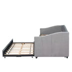 Lit de repos capitonné pour lit jumeau avec lit gigogne, canapé-lit en velours avec tête de lit et accoudoirs pour salon