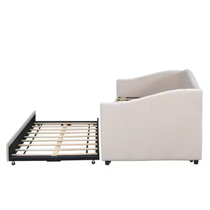 Lit de repos capitonné pour lit jumeau avec lit gigogne, canapé-lit en velours avec tête de lit et accoudoirs pour salon