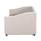 Lit de repos capitonné pour lit jumeau avec lit gigogne, canapé-lit en velours avec tête de lit et accoudoirs pour salon