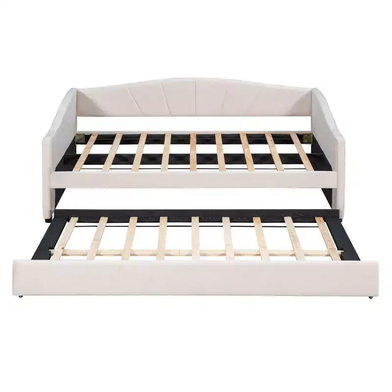 Lit de repos capitonné pour lit jumeau avec lit gigogne, canapé-lit en velours avec tête de lit et accoudoirs pour salon