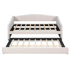 Lit de repos capitonné pour lit jumeau avec lit gigogne, canapé-lit en velours avec tête de lit et accoudoirs pour salon