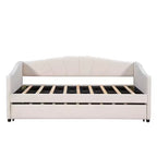 Lit de repos capitonné pour lit jumeau avec lit gigogne, canapé-lit en velours avec tête de lit et accoudoirs pour salon