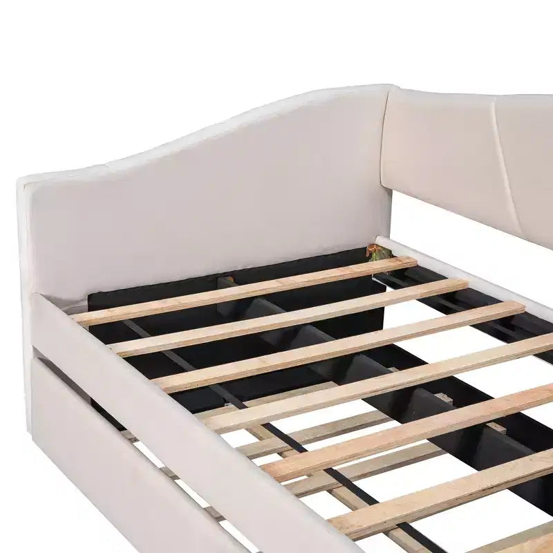 Lit de repos capitonné pour lit jumeau avec lit gigogne, canapé-lit en velours avec tête de lit et accoudoirs pour salon