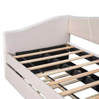 Lit de repos capitonné pour lit jumeau avec lit gigogne, canapé-lit en velours avec tête de lit et accoudoirs pour salon