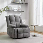 Fauteuil inclinable massant surdimensionné GustoWave avec fonction chauffante pour adultes, canapé inclinable manuel en tissu avec poche latérale, lin