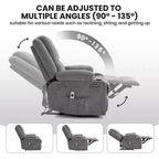 Fauteuil inclinable massant surdimensionné GustoWave avec fonction chauffante pour adultes, canapé inclinable manuel en tissu avec poche latérale, lin
