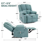 Fauteuil inclinable massant surdimensionné GustoWave avec fonction chauffante pour adultes, canapé inclinable manuel en tissu avec poche latérale, lin