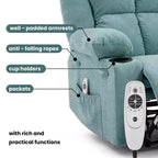 Fauteuil inclinable massant surdimensionné GustoWave avec fonction chauffante pour adultes, canapé inclinable manuel en tissu avec poche latérale, lin