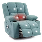 Fauteuil inclinable massant surdimensionné GustoWave avec fonction chauffante pour adultes, canapé inclinable manuel en tissu avec poche latérale, lin