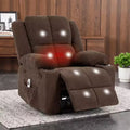 GustoWave Oversized Massage Recliner Chair with Heating for Adults, Fabric Manual Recliner Sofa with Side Pocket, Linen