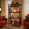 Homy Casa 33.50'' Steel and Wood 4-Tier Decorative Bookshelf, Modern Industrial Storage Rack for Living Room, Office & Kitchen, Rustic Brown