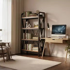 Homy Casa Étagère décorative à 4 niveaux en acier et bois de 85,09 cm, étagère de rangement industrielle moderne pour salon, bureau et cuisine, marron rustique