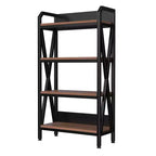 Homy Casa Étagère décorative à 4 niveaux en acier et bois de 85,09 cm, étagère de rangement industrielle moderne pour salon, bureau et cuisine, marron rustique