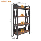 Homy Casa Étagère décorative à 4 niveaux en acier et bois de 85,09 cm, étagère de rangement industrielle moderne pour salon, bureau et cuisine, marron rustique