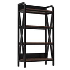 Homy Casa Étagère décorative à 4 niveaux en acier et bois de 85,09 cm, étagère de rangement industrielle moderne pour salon, bureau et cuisine, marron rustique