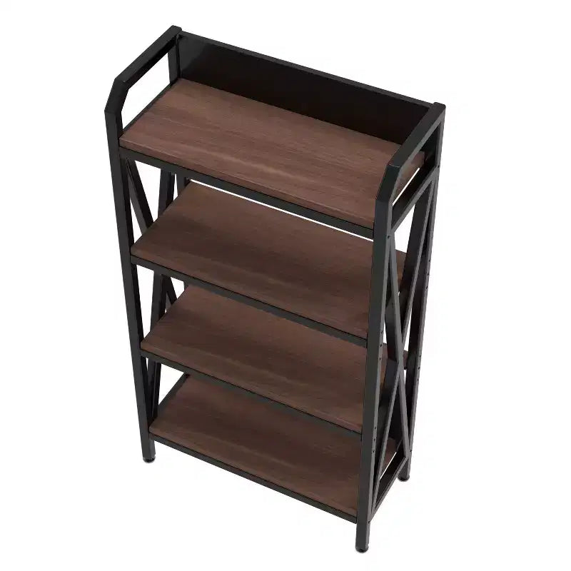 Homy Casa Étagère décorative à 4 niveaux en acier et bois de 85,09 cm, étagère de rangement industrielle moderne pour salon, bureau et cuisine, marron rustique