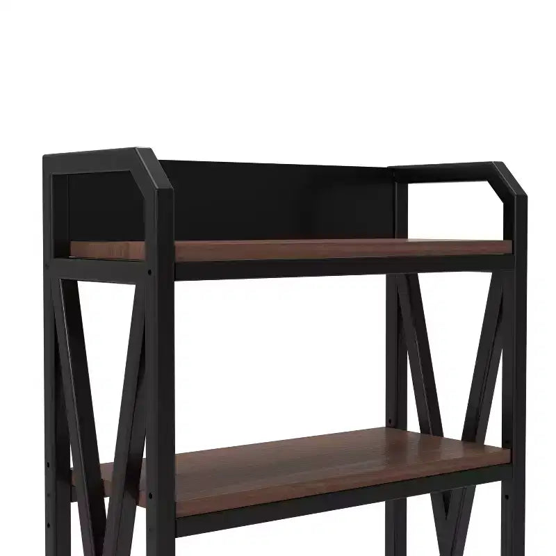 Homy Casa Étagère décorative à 4 niveaux en acier et bois de 85,09 cm, étagère de rangement industrielle moderne pour salon, bureau et cuisine, marron rustique