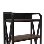 Homy Casa Étagère décorative à 4 niveaux en acier et bois de 85,09 cm, étagère de rangement industrielle moderne pour salon, bureau et cuisine, marron rustique