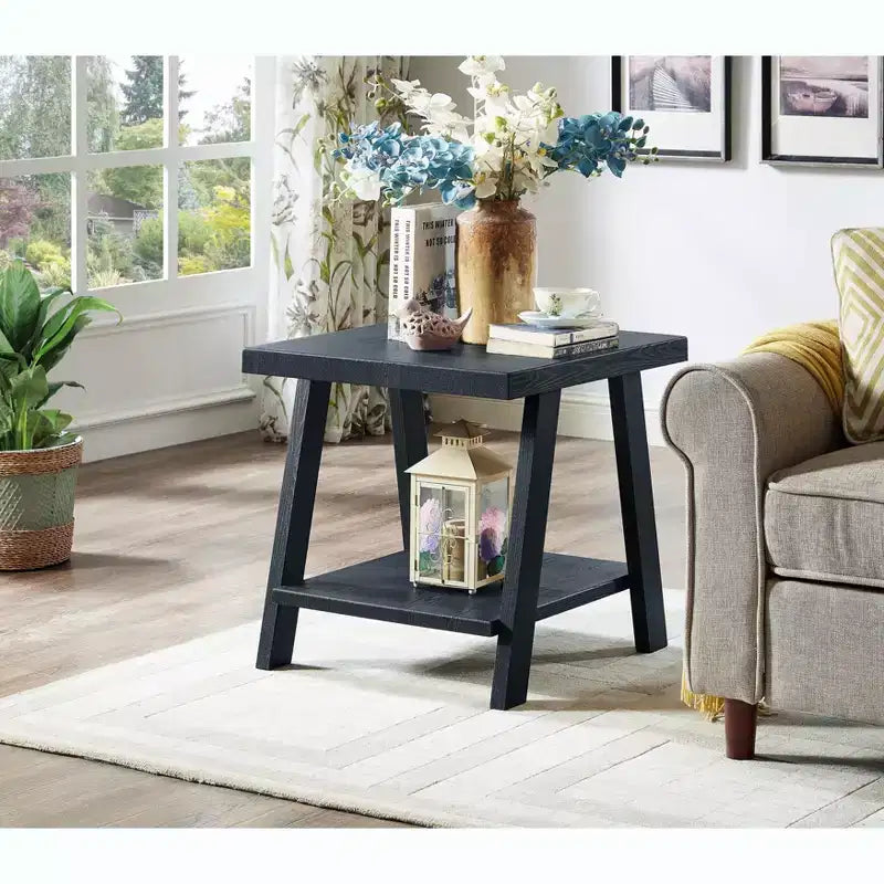 Table d'appoint avec étagère en bois répliqué contemporain Athens de Roundhill Furniture