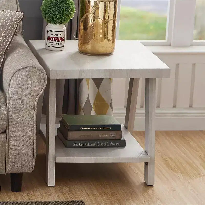 Table d'appoint avec étagère en bois répliqué contemporain Athens de Roundhill Furniture