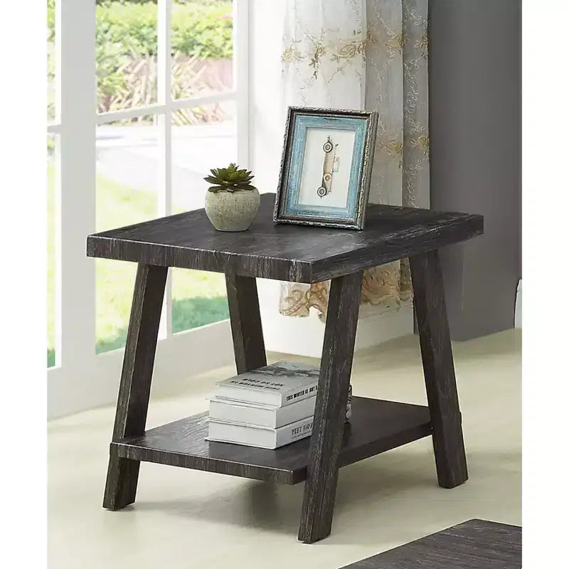 Table d'appoint avec étagère en bois répliqué contemporain Athens de Roundhill Furniture
