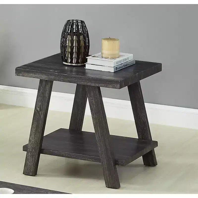Table d'appoint avec étagère en bois répliqué contemporain Athens de Roundhill Furniture