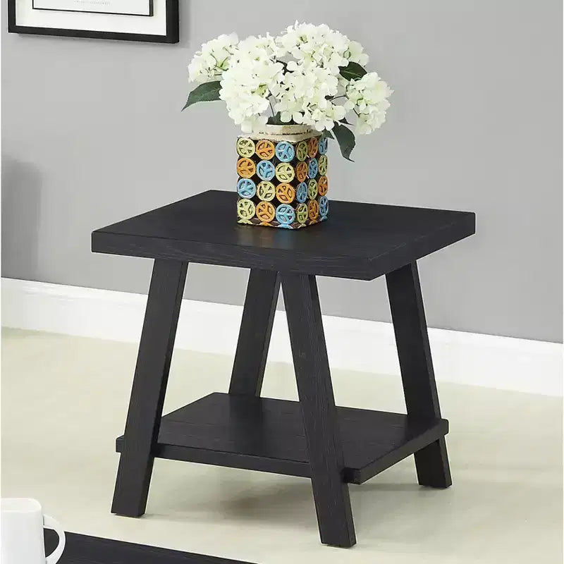 Table d'appoint avec étagère en bois répliqué contemporain Athens de Roundhill Furniture
