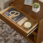 Coiffeuse avec étagères ouvertes et tiroirs en verre, station de charge, prise et 2 tiroirs ; Meuble d'appoint pour salon/pièce de réception/chambre d'étudiant.