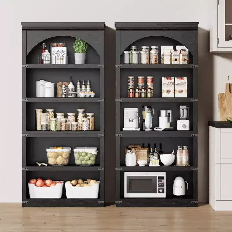 Étagère de 170 cm, meuble de rangement à 5 niveaux avec cadre en métal, organisateur de rangement style ferme avec étagères ouvertes, pour bureau, salon, chambre à coucher