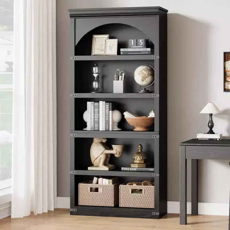Étagère de 170 cm, meuble de rangement à 5 niveaux avec cadre en métal, organisateur de rangement style ferme avec étagères ouvertes, pour bureau, salon, chambre à coucher
