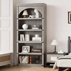 Étagère de 170 cm, meuble de rangement à 5 niveaux avec cadre en métal, organisateur de rangement style ferme avec étagères ouvertes, pour bureau, salon, chambre à coucher